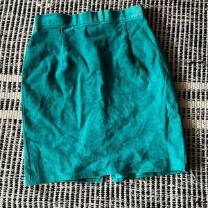 Chamois Shack Size Large Teal / Turquoise Leather Skirt 80s Vintage